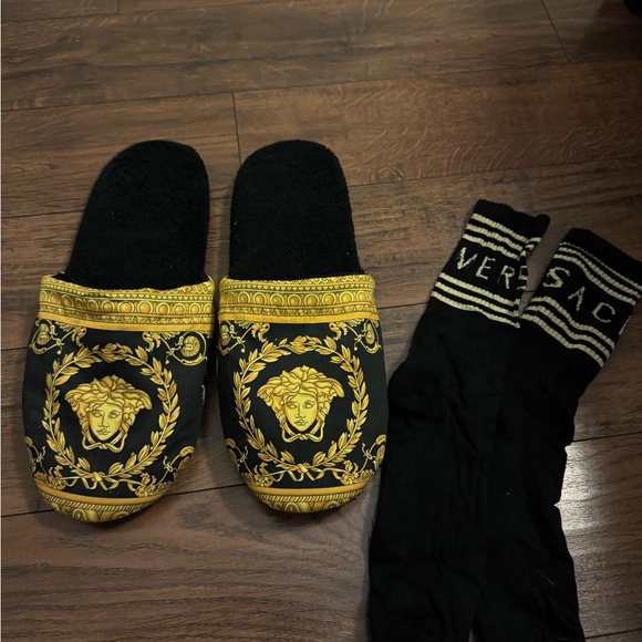 🔥Versace I 🖤 Baroque Robe XL Black Gold NEW $825 Retail Bundle - Picture 8 of 9